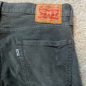 34/34 Levi 511 White tab Mens Grey Corduroy Pants
